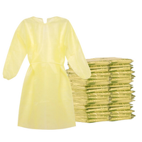 Disposable Isolation Gown - 20 GSM SMS with Elastic Cuff - 50 Gowns (Yellow)