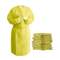 Disposable Isolation Gown - 30 GSM PP+PE with Knitted Cuff - 10 Gowns (Yellow)