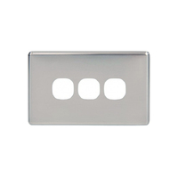 Slim Line Brushed Silver Metal 3 Gang Switch Cover