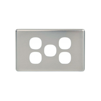 Slim Line Brushed Silver Metal 5 Gang Switch Cover