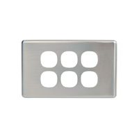 Slim Line Brushed Silver Metal 6 Gang Switch Cover