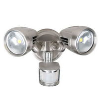 30W Tri Color COB LED Double Spotlight with Rotable Double-head and 180 Degree Sensor IP44 | Brush Chrome | 3A Lighting