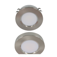 3W Satin Nickel Round Tri Color LED Cabinet Light | Surface &amp; Flush Mount | 3A Lighting