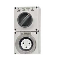 3 Round PIN 20A Switched Socket 250V IP66 | Tesla